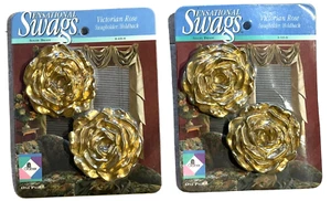 Graber Sensational Swags Rosa Victoriana Swagholder Holdback 2 Juegos Latón NUEVO - Imagen 1 de 11