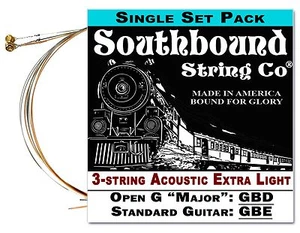Cigar Box Guitar String Set: 3-string Acoustic Extra Light Open G/Std  - Picture 1 of 4