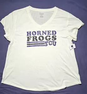 *TCU Horned Frogs Hanes Women’s V-Neck Short Sleeve Shirt Sz XLarge 16/18 - Picture 1 of 3