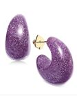 $58 Kate Spade gold tone glitter lilac  small hoop earrings Z103
