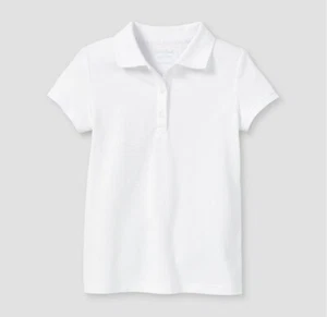 Cat & Jack Girl's Pique Uniform Polo Shirt White Size XL 14/16 Plus Short Sleeve - Picture 1 of 3
