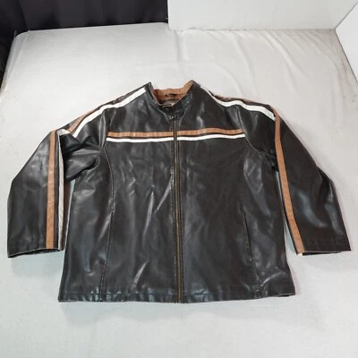 复古亚利桑那摩托夹克皮革男式 2XL XXL 棕色轰炸机骑自行车 90 年代 — 第 1/4 张图片