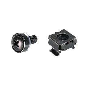Écrous de cage montés en rack M5 x 10 mm fer zinc plaqué lave-linge, noir 10 ensembles - Photo 1/6