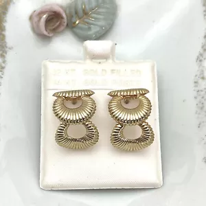 Vintage 14K Gold Creolen Posten 12K Goldfüllung überbacken Retro durchbohrt Geschenk - Bild 1 von 6