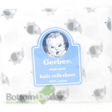 Gerber Baby Girls 100% Cotton Knit Printed Crib Sheet Pink Elephant