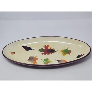 2006 Fall Leaves Ceramic Serving Plate Purple Yellow Green Orange - Picture 1 of 8