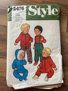 SENT TRACKED Style Vintage sewing Pattern 1646 COAT ETC age 6M PARTIALLY CUT - Picture 1 of 2