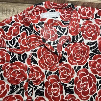 Jams World Rayon Rose Floral Short Sleeve Hawaiian Shirt Men's XXL Red Black EUC - Image 1 of 4