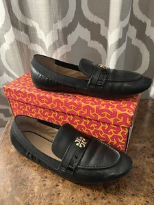 Tory Burch Jolie Loafer schwarz Damen 7,5 M Leder Stretch Ballerinas flacher Absatz - Bild 1 von 8