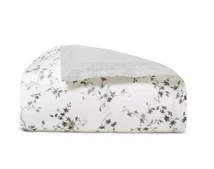 Ralph Lauren Munroe Reversible Duvet Cover King $470 White/Charcoal 100% Cotton - Picture 1 of 12