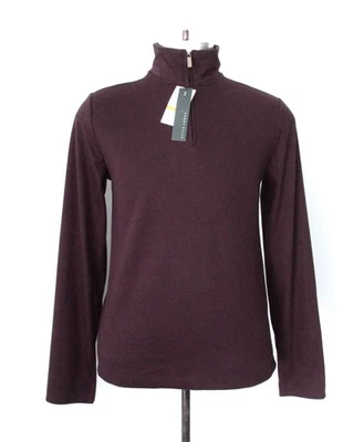 NWT $70 Perry Ellis Port Wine Purple Plum 1/4 Zip Pullover Shirt Lattice Knit S - Image 1 of 4