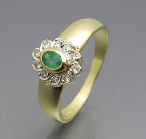 REIF-DESIGN - ELEGANTER SMARAGD DIAMANT RING - KLASSIKER - 750 GOLD - Picture 1 of 7