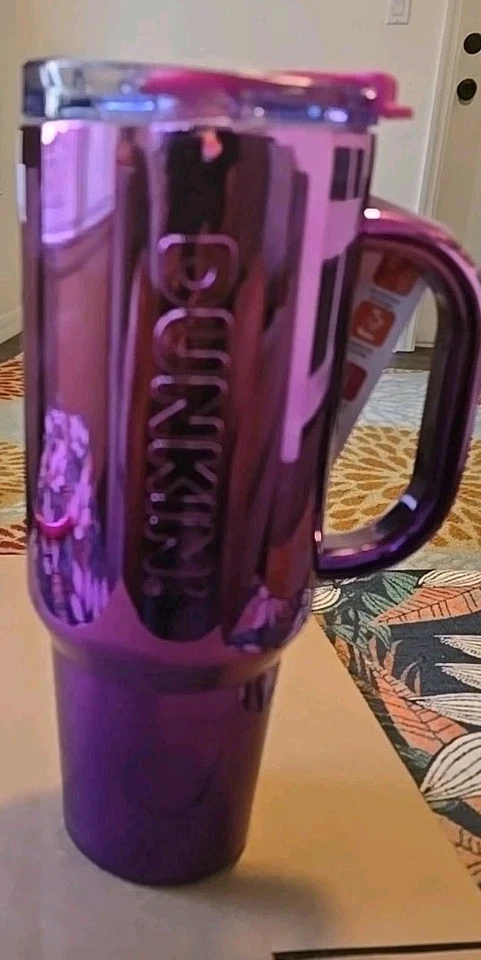 Mango de vaso de acero inoxidable DUNKIN metálico PÚRPURA 40 oz  Foto 1 de 4
