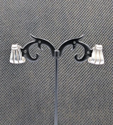 James Avery Retired Sterling Silver Ribbed Scroll Post Omega Back 925 Earrings  - Image 1 of 4