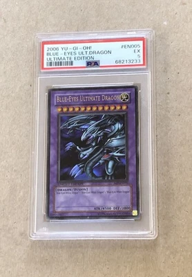 2006 Yu-Gi-Oh! BLUE-EYES ULTIMATE DRAGON JMP-EN005 Ultimate Edition PSA 5 - Image 1 of 3