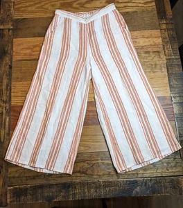 Christian Seriano Summer Pants Wide Leg Womens Medium Salmon/White Stripe - Picture 1 of 5