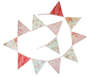 EMMA FLORA COTTON BUNTING PARTY DECOR FLAGS PENNANT - 12 Flags **FREE DELIVERY** - Foto 1 di 1