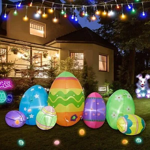 Inflateable 7 Ft Length Colorful Easter Egg Decor Built in LED Display For Party - Picture 1 of 2