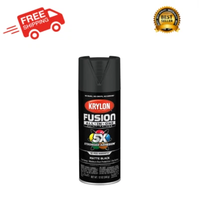 Krylon Fusion All-In-One Spray Paint, Matte Black, 12 Oz Matte Black Spray Paint