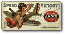 Amoco Gas Gasoline Speed The Victory 1943 Oil Sticker 6" x 3"