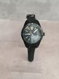 Ferrari Red Rev T 840015 Rubber Quartz Black & Yellow Sports Watch - Picture 1 of 10