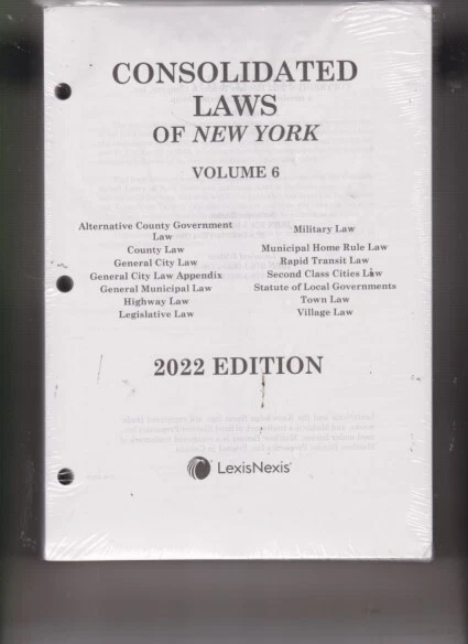 Consolidated Laws of New York 2022 - Volume 6 only - New Looseleaf Ed. - Image 1 of 1