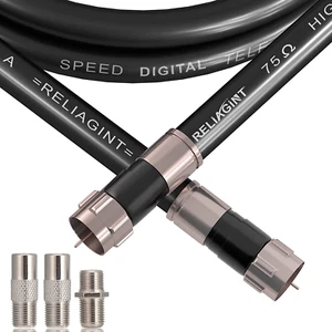 50FT RG6 Coaxial Cable with F Connector, F81 Female Extender Adapter, Low Loss H - Picture 1 of 9