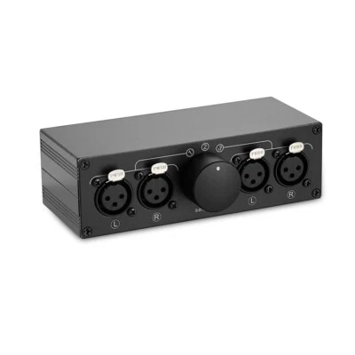 3-Way XLR Balanced Stereo Audio Signal Switcher Box Passive Selector Splitter - Image 1 of 4
