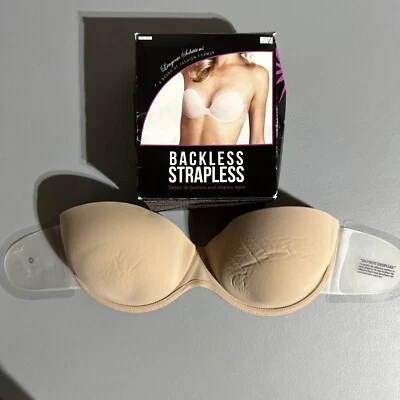D Cup Lingerie Solutions Backless Strapless Bra Women Nude Adhesive Sides - Image 1 of 4