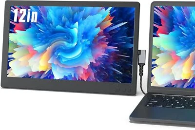 MAXFREE Secondhand 12" FHD Portable Monitor USB-C/HDMI Plug&Play for Laptop/Mac/Switch