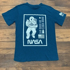 Eighty Eight NASA Spaceman Astronaut Good Vibes Boy Girl Blue T Shirt Size 14 - Picture 1 of 7