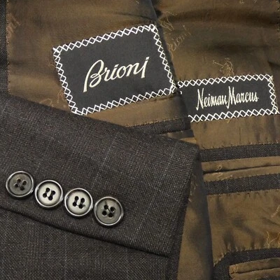 Abrigo deportivo para hombre Brioni 'Colosseo' a cuadros grafito 2 Btn US 44S 46S de $4,395 Foto 1 de 4