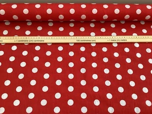 Vestido de Polialgodón Manchado Lunares Rojo y Blanco Artesanal Acolchado Bunting Tela 44" - Imagen 1 de 3