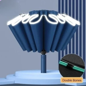 Umbrella Fully Automatic Reverse Folding Umbrella Windproof Reflective Stripe UV - Picture 1 of 28