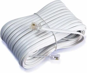 Przedłużacz telefoniczny 50 stóp długi kabel telefoniczny przewód liniowy - biały - Zdjęcie 1 z 3