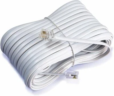 Telephone Extension Cord 50 Feet Long Phone Cable Line Wire - White - Image 1 of 3
