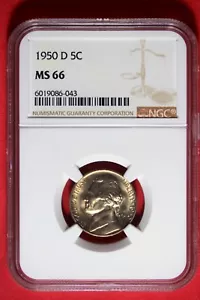 1950 D NGC MS66 Jefferson Nickel #B48880 - Picture 1 of 2