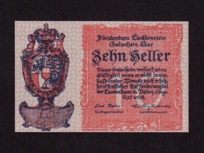 Liechtenstein:P-1, 10 Heller, 1920 * Vaduz Castle * UNC * - Image 1 of 2