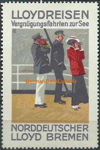 Marca publicitaria - NORDDEUTSCHER LLOYD BREMEN, Lloydreisen, diseño: Vino hueco (#26045) - Imagen 1 de 1