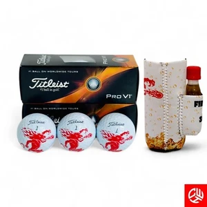 Titleist Pro V1 2023 Golf Balls X Fireball Whiskey Beer Koozie with Shot Holder - Picture 1 of 7