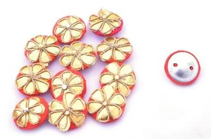 Round Shape Button Embroidered Designer Crafting Wedding Dress Buttons 1 Dozen - Picture 1 of 23