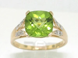 Peridot Ring 585 Gelbgold 14Kt natürlicher facettierter Peridot 8 Brillanten - Bild 1 von 5