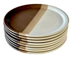 Vintage McCoy Pottery USA Tricolor SANDSTONE 10.5” Dinner Plates-Set Of 8-READ - Picture 1 of 4