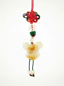 Chinesisches natürliches buntes Jade hängendes Charm Amulett Feng Shui - Mickey #855 - Bild 1 von 2