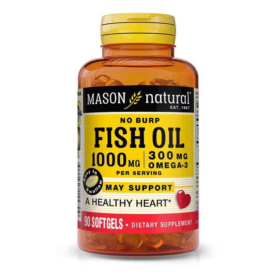 Aceite de pescado Omega-3 1000 mg sin eructos corazón saludable, 90 cápsulas blandas albañil Foto 1 de 1