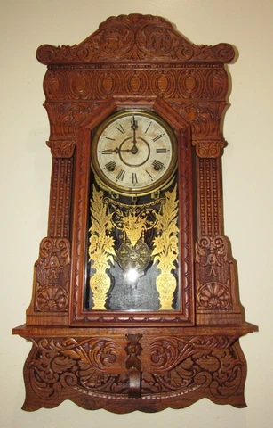 Antique W.M.L. Gilbert Hanging Kitchen Wall Clock 8-Day, Time/Strike Cover