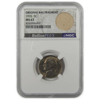 1976 Jefferson Nickel MS 67 NGC Original Bag Fragment SKU:I22117 - Image 1 of 4