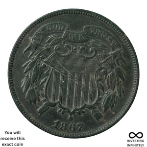 1867 2 Cent Piece X-1099 - Picture 1 of 3