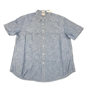 NWT J.Crew Men's Sz XL Short-Sleeve Indigo Organic Chambray Shirt Classic BE163 - Picture 1 of 10