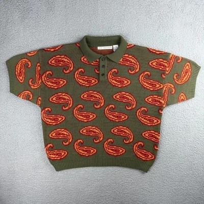 Suéter Anne Pinkerton Mujer Pequeño Marrón Paisley Manga Corta Polo Tejido 1 Foto 1 de 4